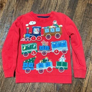 Boys Mini Boden Christmas Train Advent Lift Flap Sweatshirt Size 5/6